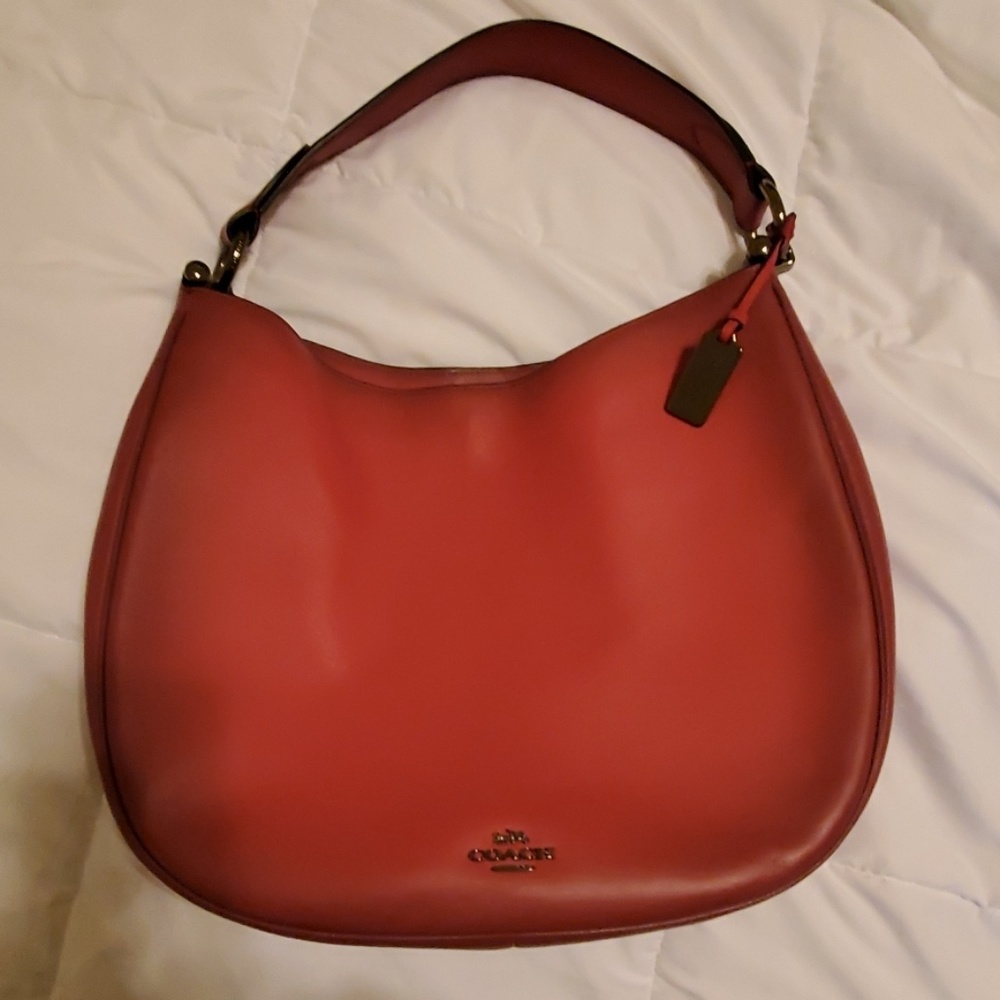 Large Pink Leather Coach Bag